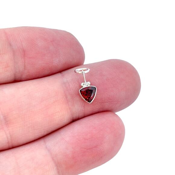Estate Jewelry - Estate Sterling Silver 925 Garnet Charm Pendant